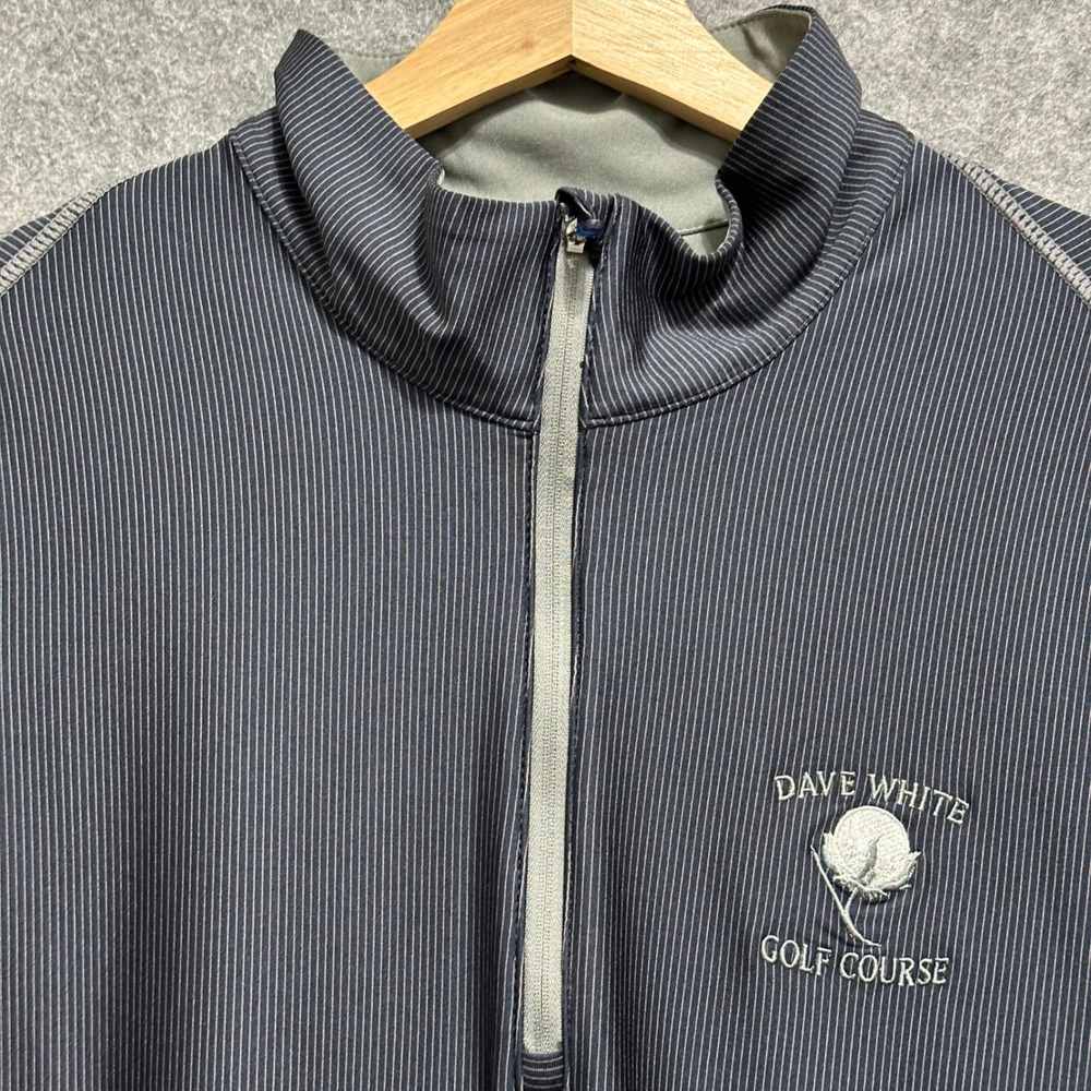 Antigua 1/4 Zip Pullover Mens XL Blue Dave White Golf Course Striped Performance - Picture 4 of 9